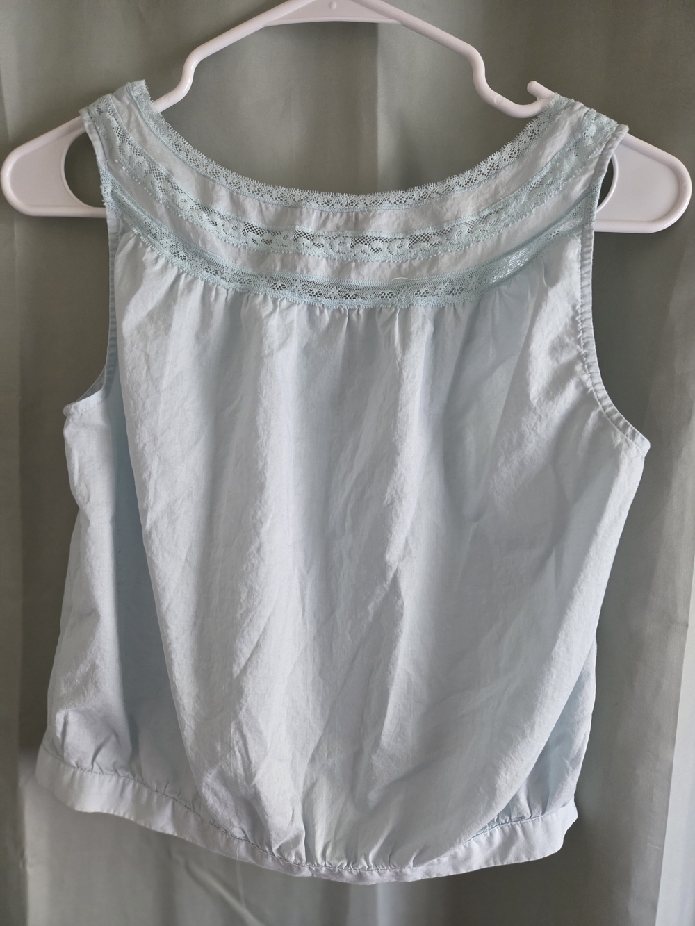 Madewell Light Blue Lace Trim Button-Front Sleeveless Top - Picture 2 of 3